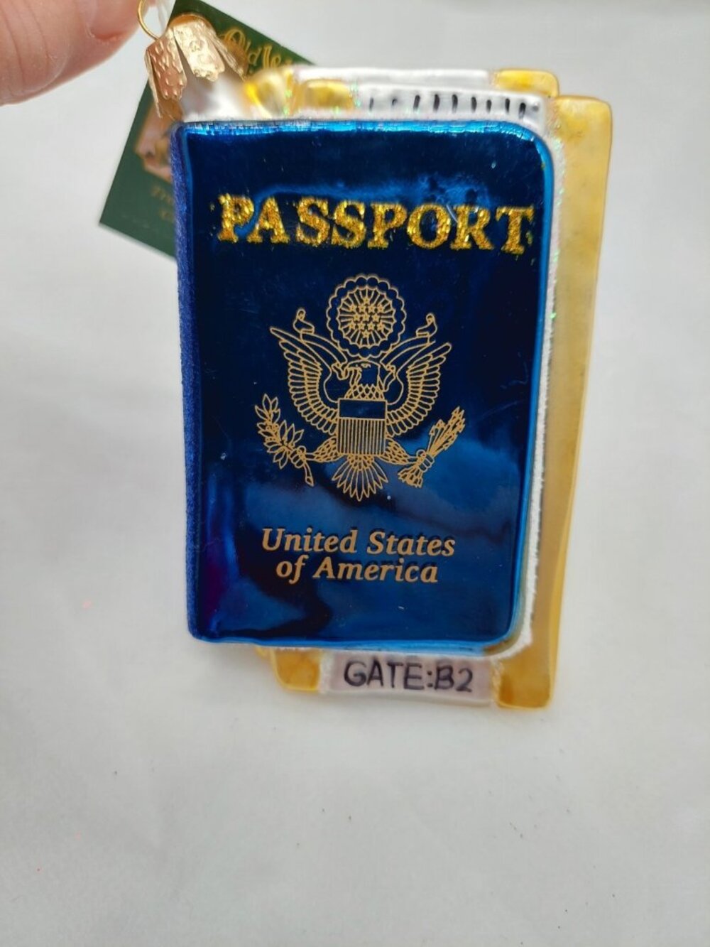 Old World Christmas Glass Blown Passport Book Ornament